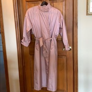 Rose colored full length raincoat